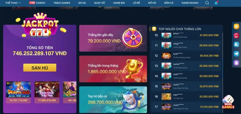 Ưu đãi tiền thưởng nạp tiền slot